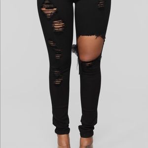 black ripped jeans